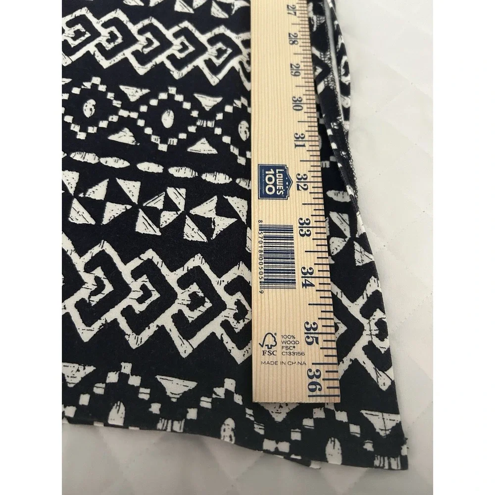 Loft Skirt Women's Small Maxi Length Navy Blue Geometric Pull‎ On Stretch 0138